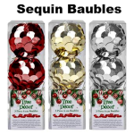 Christmas Sequin Baubles Set, 6cm